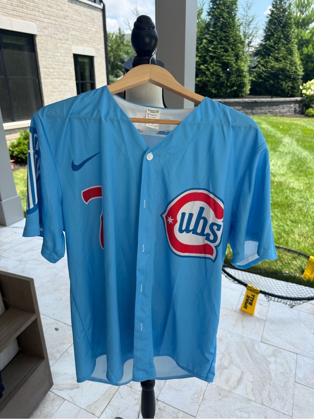 Light Blue Button-Up Athletic Jersey